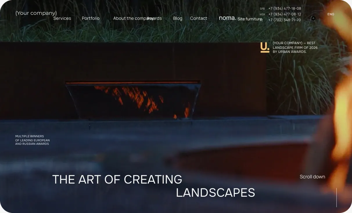 Home page of the landscape studio website